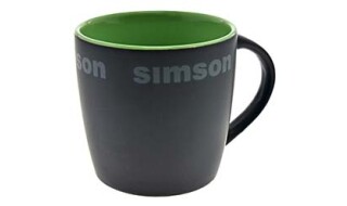 Simson Tasse, Farbe: matt schwarz, grün - Motiv:SIMSON von Prepernau Fahrradfachmarkt, 17389 Anklam
